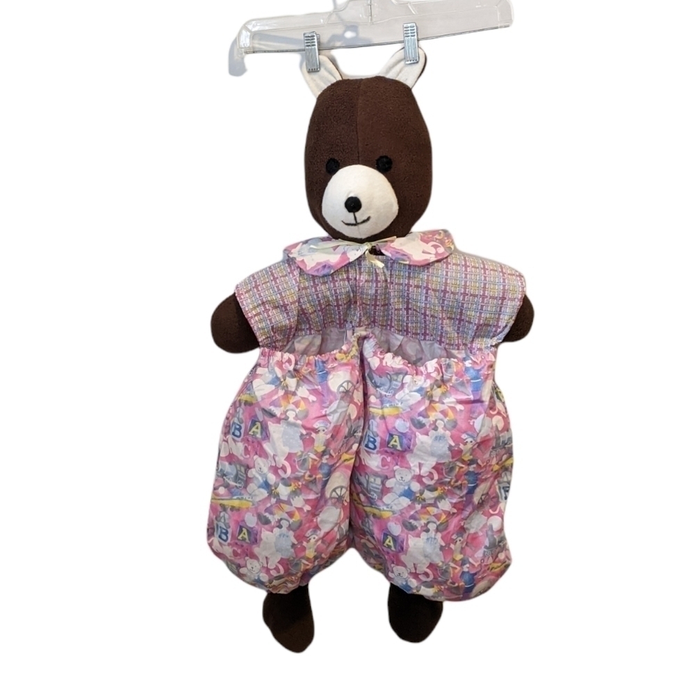 2/$20 Vintage handmade plush bear toy organizer 32”
